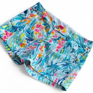 Lilly Pulitzer Serene Blue Tippy Top Tropical Print The Callahan Shorts Sz 6